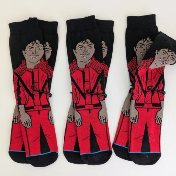 3 Pairs NEW Michael Jackson Thriller Socks UNISEX 1980s Pop Culture 80s 90s MJ - Picture 4 of 9